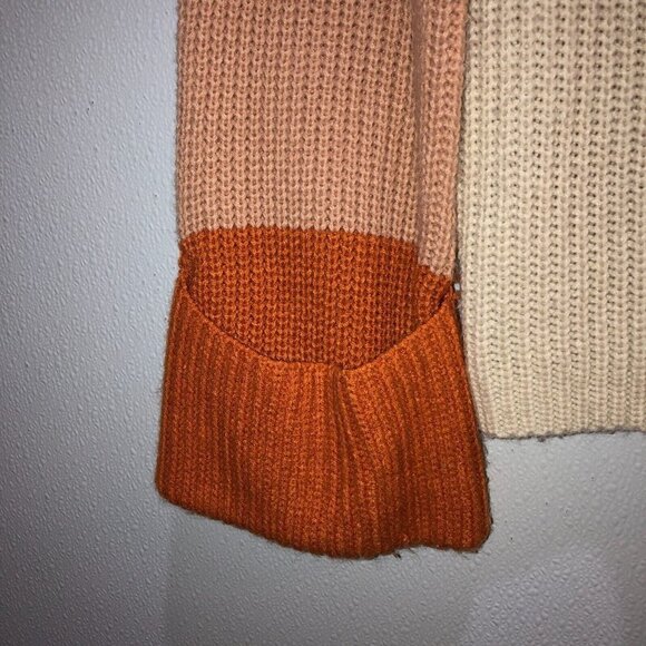 Simplee Small Color Block Chunky Knit Turtleneck Pullover Oversized Sweater S - Picture 6 of 9